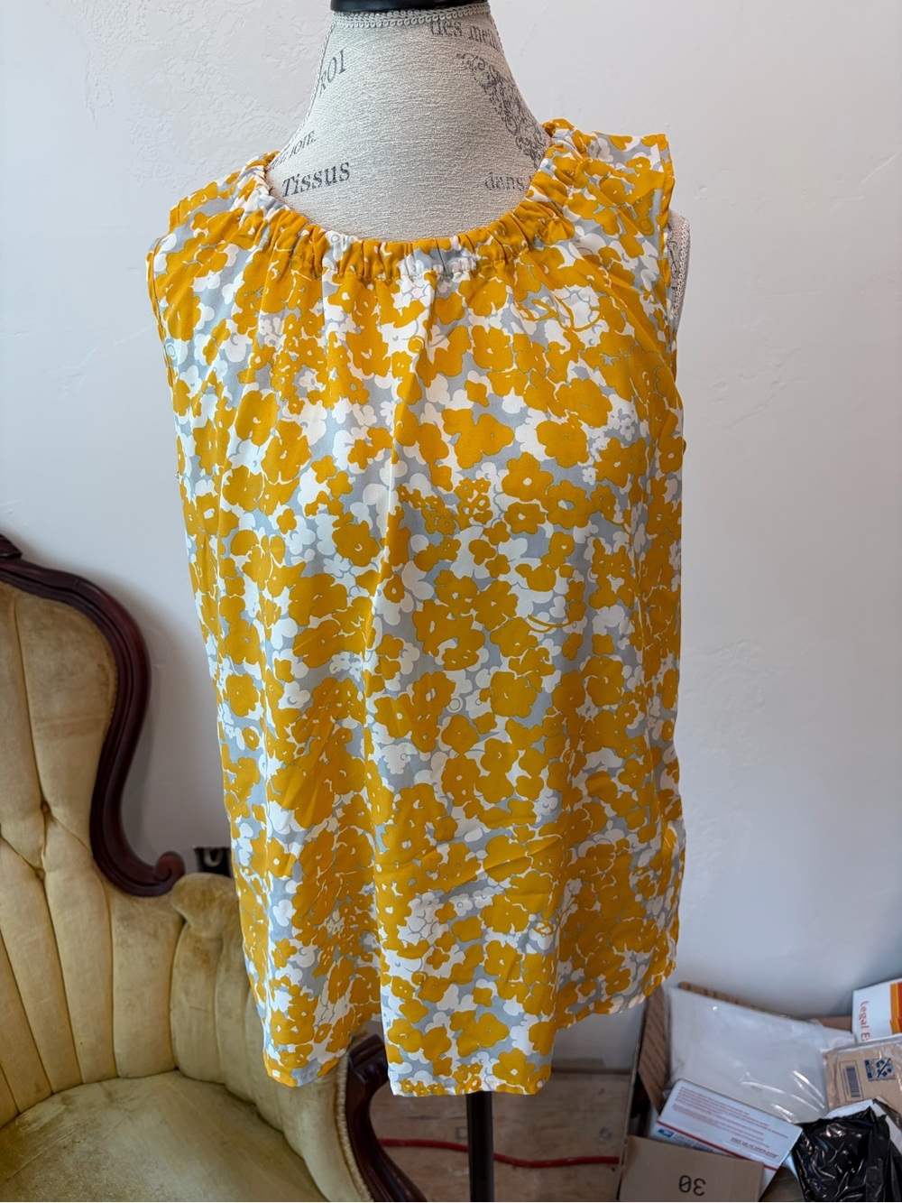 Banana Republic Yellow and White Floral Sleeveless Camisole